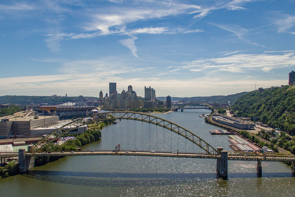 The West End Bridge on a sunny day in Pittsburgh