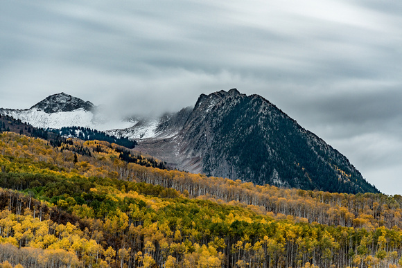 Clouds rush over Chair Mountain in Colorado