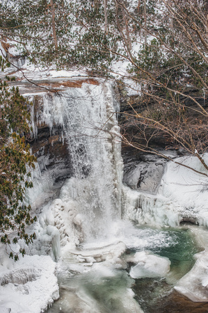 Cucumber Falls in the winter at Ohiopyle State Park