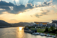 Beautiful light over the Pittsburgh and the LST 323 World War II Transport Ship