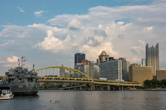 Downtown Pittsburgh and LST 323 World War II Transport Ship