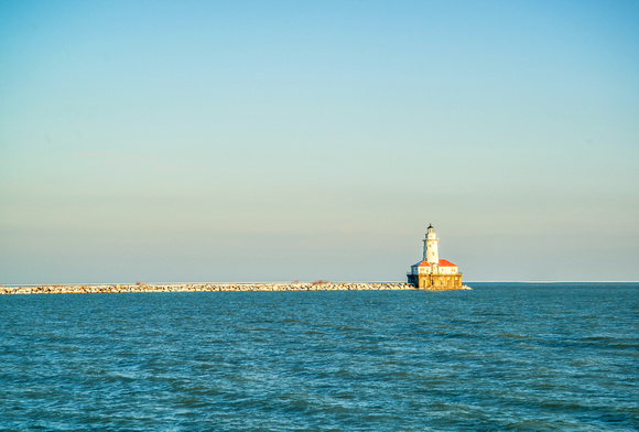 The Chicago Harbor Lighthouse as seen from Navy Pier HDR
