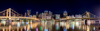 Panorama of the Batman symbol in lasers on the Pittsburgh skyline Print
