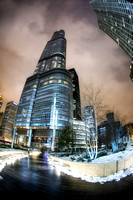 A fisheye view of the Trump Tower at night HDR