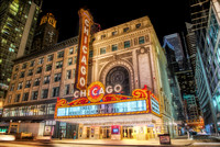 The iconic Chicago Theater at night HDR