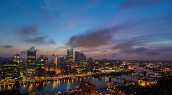 Colorful sunrise over Pittsburgh