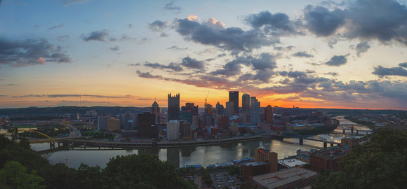 Panorama of Pittsburgh at sunrise from Mt. Washington