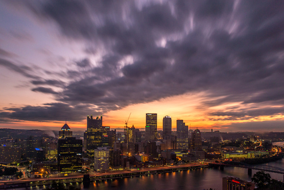 Red sky over Pittsburgh from Mt. Washington