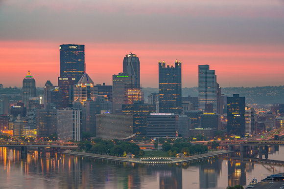 Pink skies over Pittsburgh at dawn