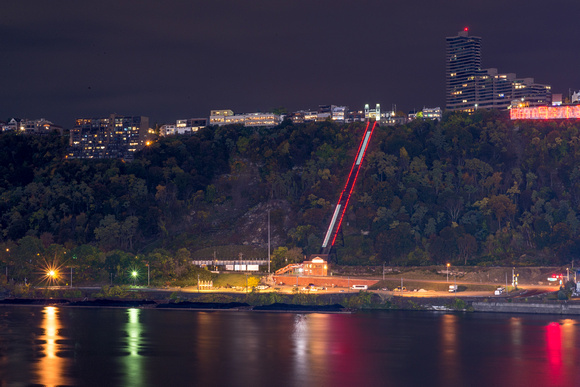The Duquesne Incline at night in PIttsburgh