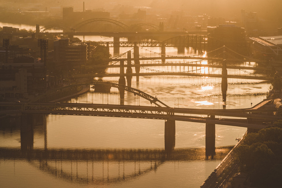 Pittsburgh bridges at dawn