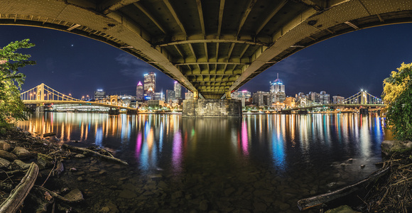 Underneath the Andy Warhol Bridge in Pittsburgh Print
