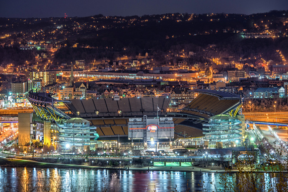 Heinz Field at night from Mt. Washington HDR