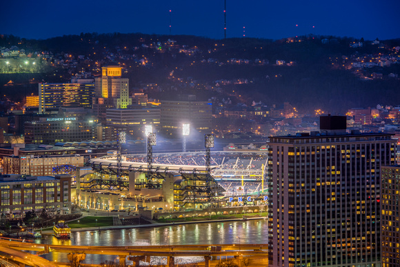 Half of PNC Park from Mt. Washington at night HDR