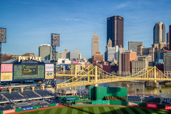 The Pittsburgh skyline and PNC Park scorecard