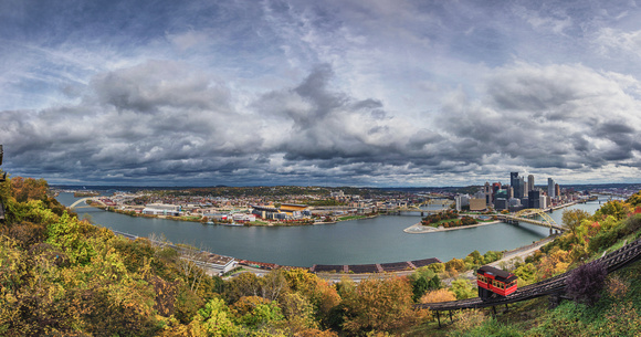 Panorama of the Duquesne Incline Station on a fall day