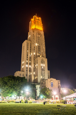 The Victory Lights shine atop the Cathedral of Learning