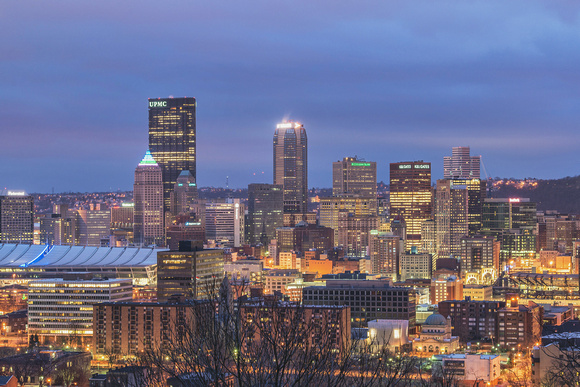 Pittsburgh skyline from the North Side during the morning blue hour