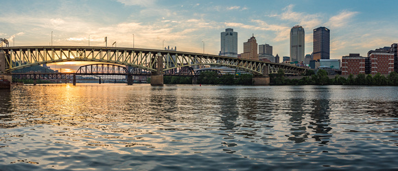 Sunset panorama of Pittsburgh from the Monongahela River