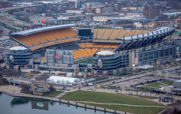 A view of Heinz Field from the roof of PPG Place