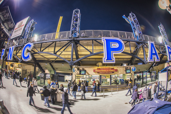 A fisheye view of the walkway at PNC Park