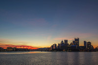 Red sky at dawn over Pittsburgh from the South Shore