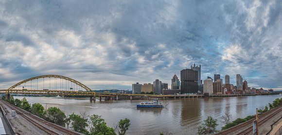 Panorama of the Pittsburgh skyline from along the Monongahela River