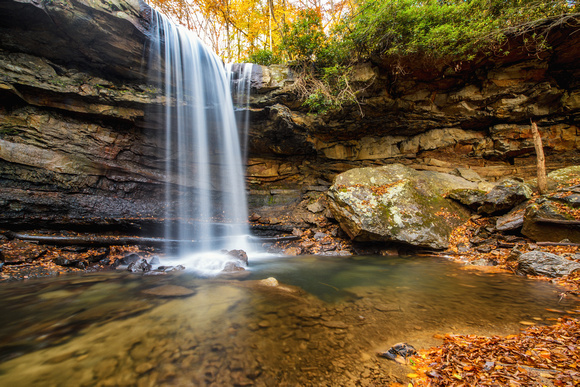 A close view of Cucumber Falls at Ohiopyle State Park