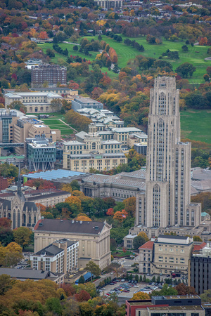 The Cathedral of Learning and Heinz Chapel in the fall