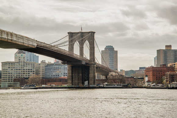 Brooklyn Bridge on a grey day in New York City HDR