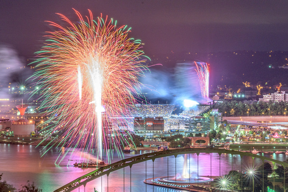 Colorful fireworks at Heinz Field