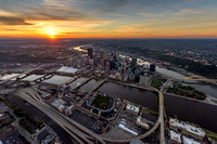 The sun crests the horizon in Pittsburgh