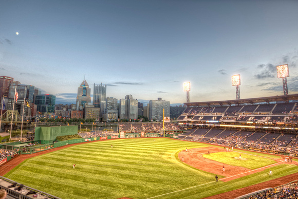 PNC Park and the Pittsburgh skyline at dusk HDR
