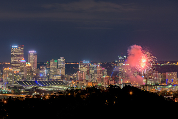 Fireworks over Pittsburgh from the North Side
