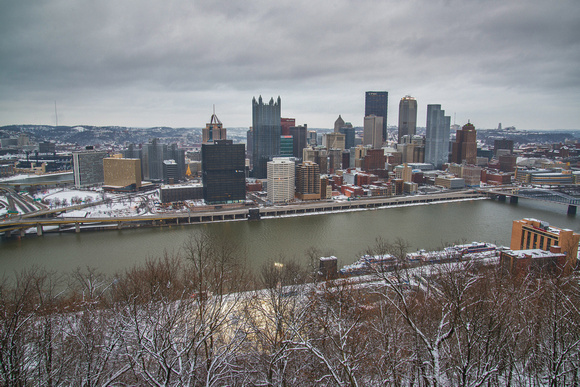 A snowy afternoon in Pittsburgh from Mt. Washington