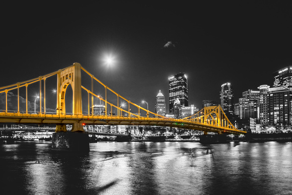 Andy Warhol Bridge under a supermoon in PIttsburgh