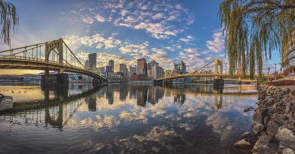Panorama of Pittsburgh from the North Shore on a beautiful morning