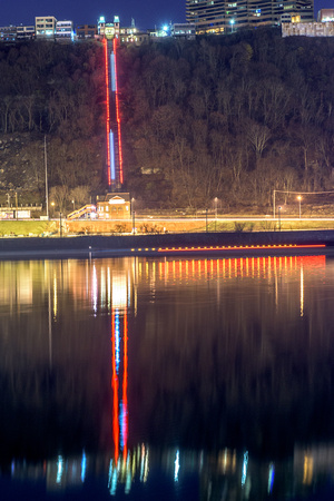 The Duquesne Incline reflects in the Ohio River