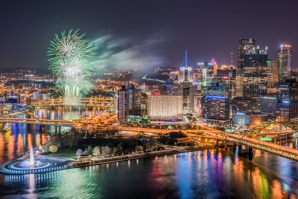 The first fireworks of the year over PNC Park in Pittsburgh