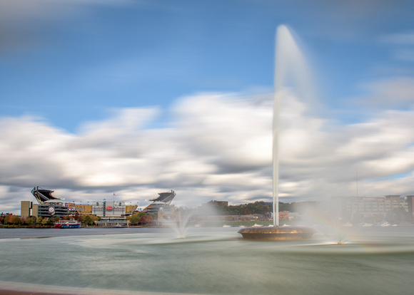 The fountain and Heinz Field in the fall