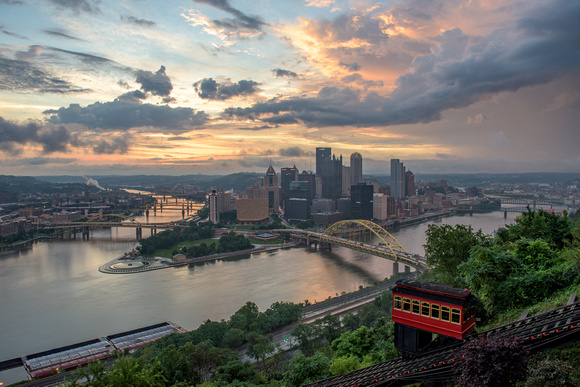Colorful skies over Pittsburgh at dawn