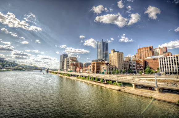 Pittsburgh skyline from the Liberty Bridge HDR