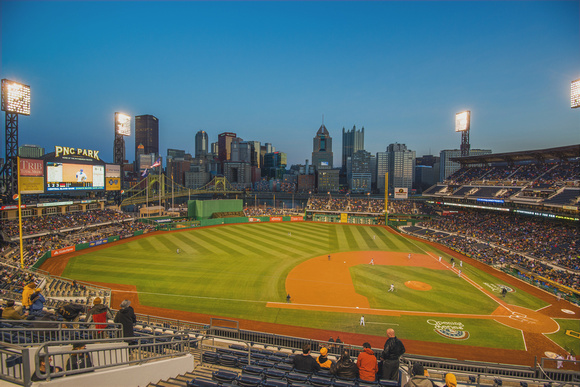 A beautiful blue hour from PNC Park in Pittsburgh