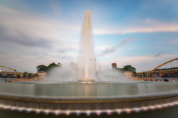 A long exposure of the fountain at Point State Park in Pittsburgh