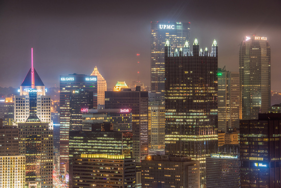 A fog hangs over Pittsburgh from Mt. Washington