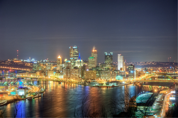 Pittsburgh skyline view from the West End Overlook HDR