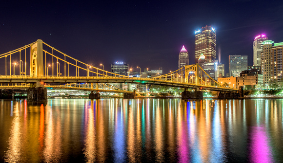 Colorful reflections of Pittsburgh in the Allegheny River