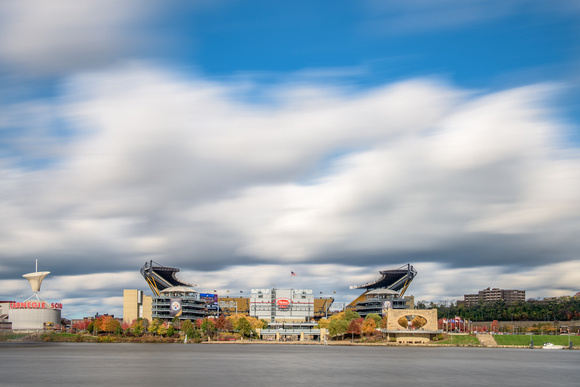 Clouds rush over Heinz Field in the fall