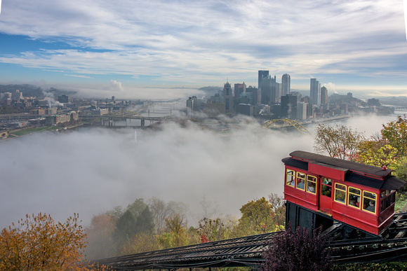Incline on a foggy morning in pittsburgh