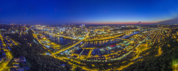 Panorama above Pittsburgh just before dawn
